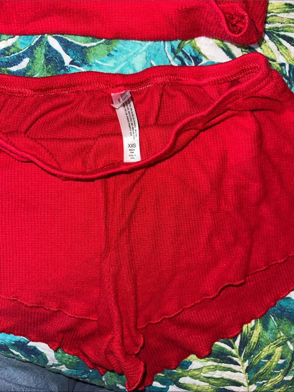 Wild Fable XXS Red Ribbed Two-Piece Lounge Pajama Set - Picture 3 of 4